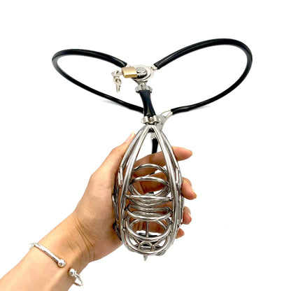 Black Emperor Stainless Steel Men's New Chastity Belt Penis Hollow Cage Invisible Chastity Belt Adult Products Wholesale