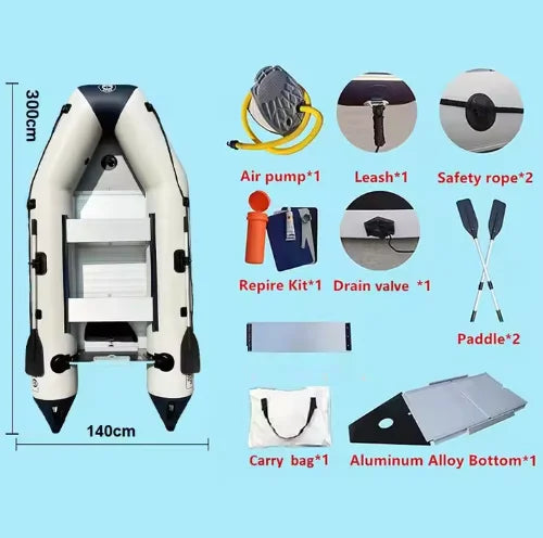 Thermal Welded SOLAR MARINE 9.8 ft 3 Meters Inflatable Speed Boat Outdoor Fishing Rescue Rowing Dinghies With Free Accessories