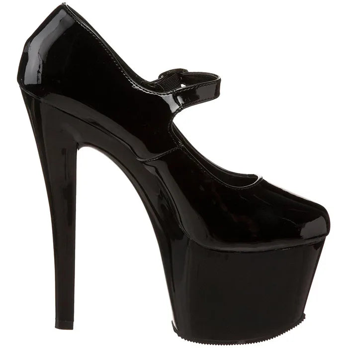 Spring and Autumn New Black Round Head Shallow Mouth 17cm Thin Heel Platform High-heeled Single Shoes T-stage Model Walk Show Hi