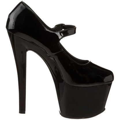 Spring and Autumn New Black Round Head Shallow Mouth 17cm Thin Heel Platform High-heeled Single Shoes T-stage Model Walk Show Hi
