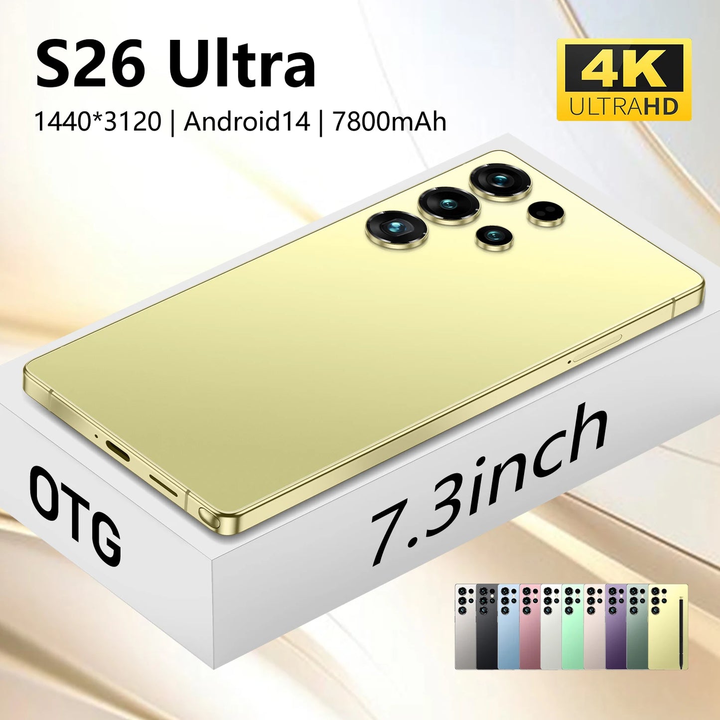 Les S26 Ultra Original 5G Waterproof Android 14 Smartphone 7.3\" HD Screen 108MP Rear 22GB+1TB Memory Global Elite Unlocked 14