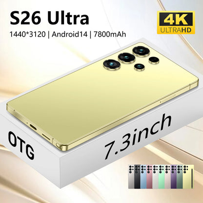 Les S26 Ultra Original 5G Waterproof Android 14 Smartphone 7.3\" HD Screen 108MP Rear 22GB+1TB Memory Global Elite Unlocked 14