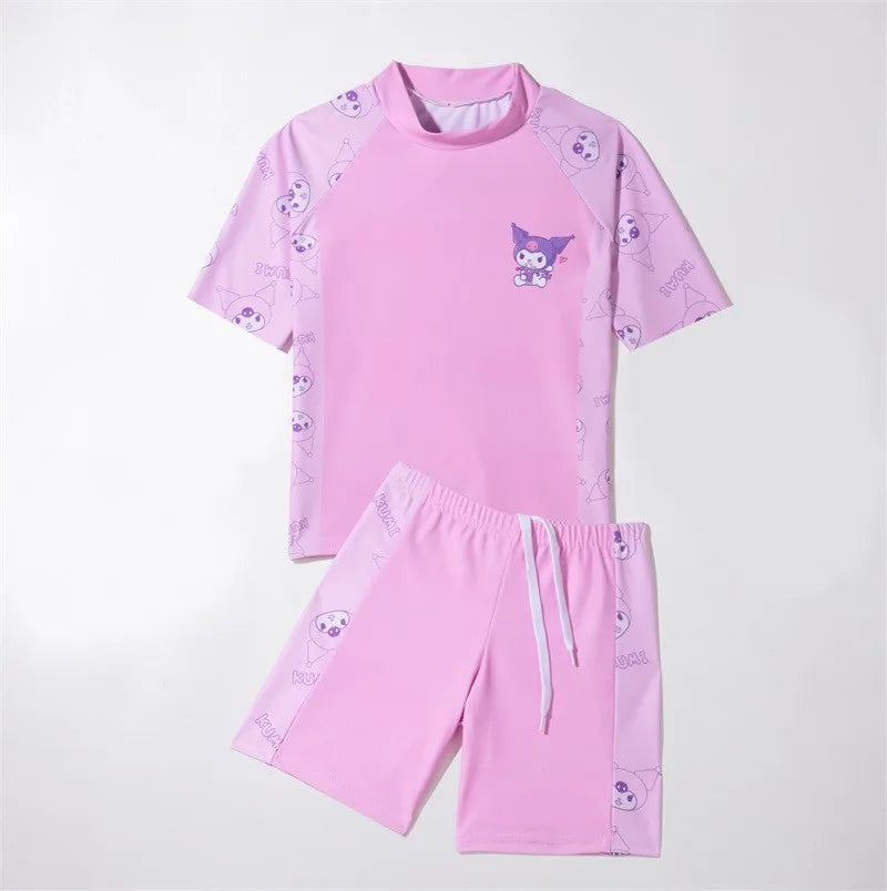 Conservative Short-Sleeved Swimsuit for Boys Split Design with Large Sizes for Summer Surfing and Water Sports