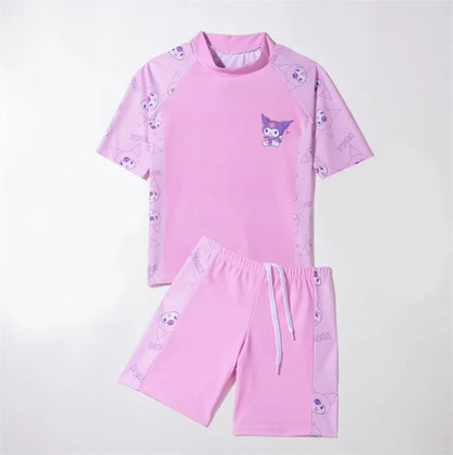 Conservative Short-Sleeved Swimsuit for Boys Split Design with Large Sizes for Summer Surfing and Water Sports