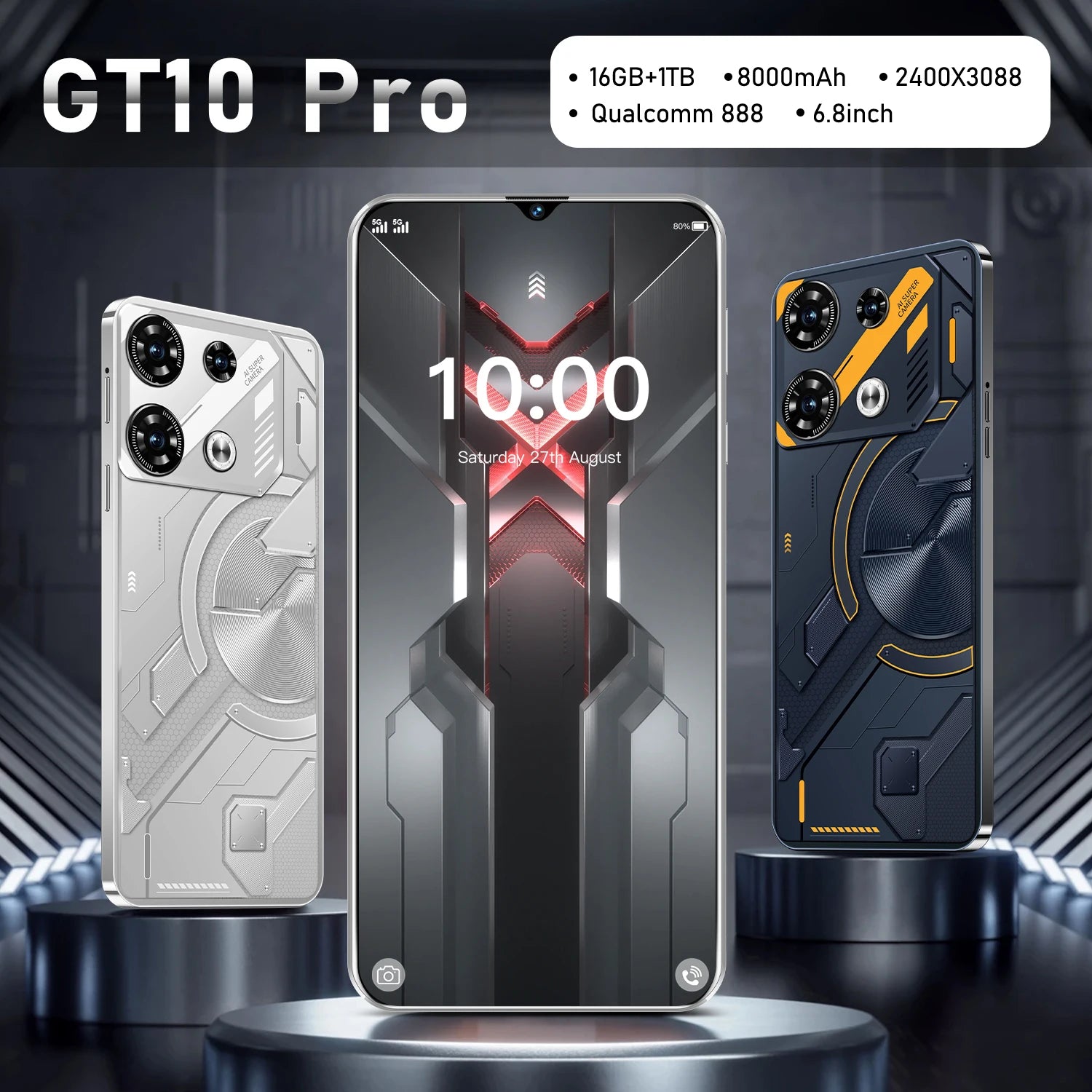 2400*3088 5G Smartphone GT10 Pro - 16GB+1TB, Android 13, Face Unlock, Hot Sale, Wholesale