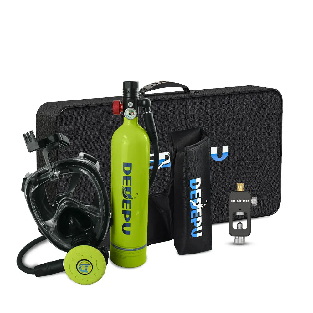 DEDEPU Whole Set Scuba Diving Mini scuba tank with High-Pressure Manual Pump Dive Kit