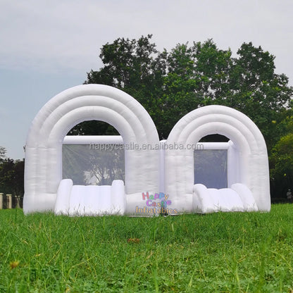 Ready to Ship 8ft  White  Pastel rainbow Bounce House Inflatable Bouncer Bouncy Castle for Kids Fun Indoor and Outdoor Games