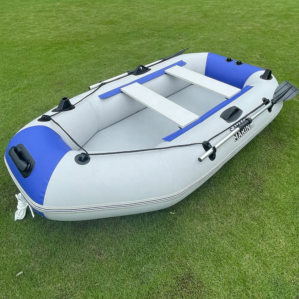 2.3M 3 Person Inflatable Fishing Boat 7.5ft Rowing Kayak Canoe Air Floor With Free Accessories Dinghy