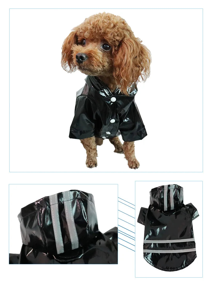 Dog Clothes, Waterproof Jackets, Hooded Raincoats with Reflective Strip, Outdoor Breathable Clothes for Puppies