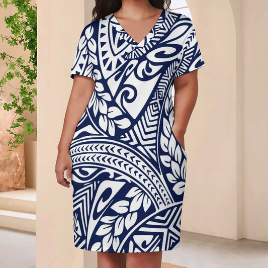 Plus Size Dress Skirts Polynesian Women Island Casual Party Dresses Samoan Design Tribal Dress Hot Sale Polyester Cotton Summer