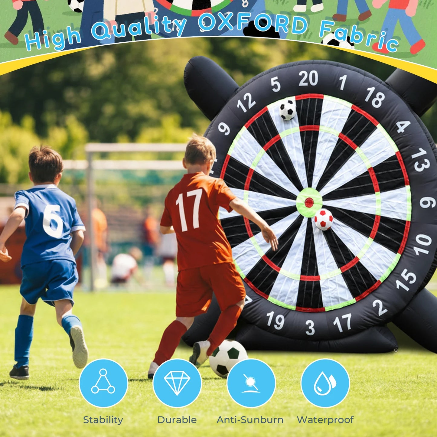 Commercial Grade Inflatable Football Dartboard Giant Sticky Dartboard Support Outdoor Games Inflatable Soccer Darts Board