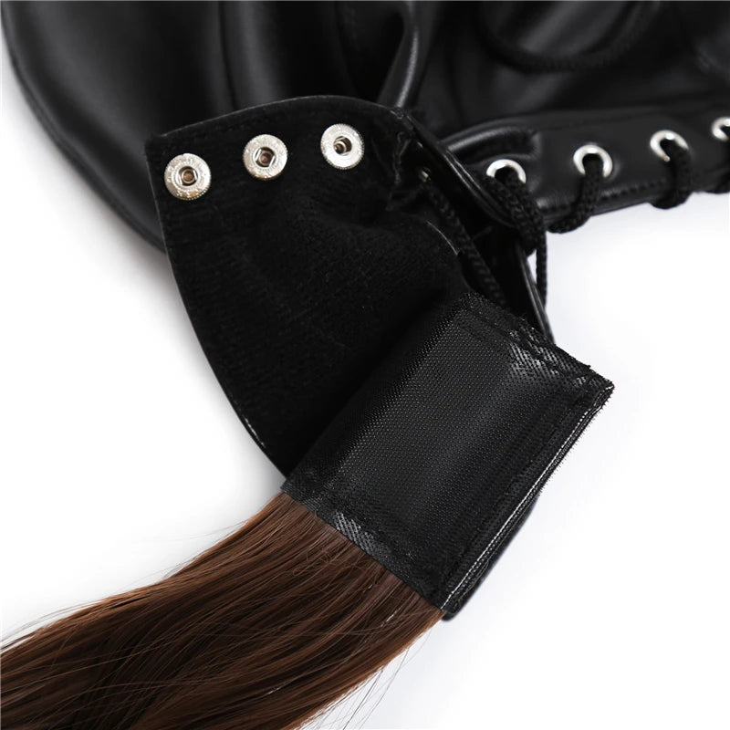 Adult Toys Sex Products Bdsm Mask Sex Toy Female Leather Head Mask with Wigs Slave Props Adult Games Sex Shop Toys for Adults 18
