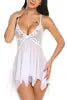 Sexy Erotic Lingerie Front Closure Babydoll Nightdress Thong Set Attractive Sleepwear Night Dress Robe Sexy Lingerie for Women