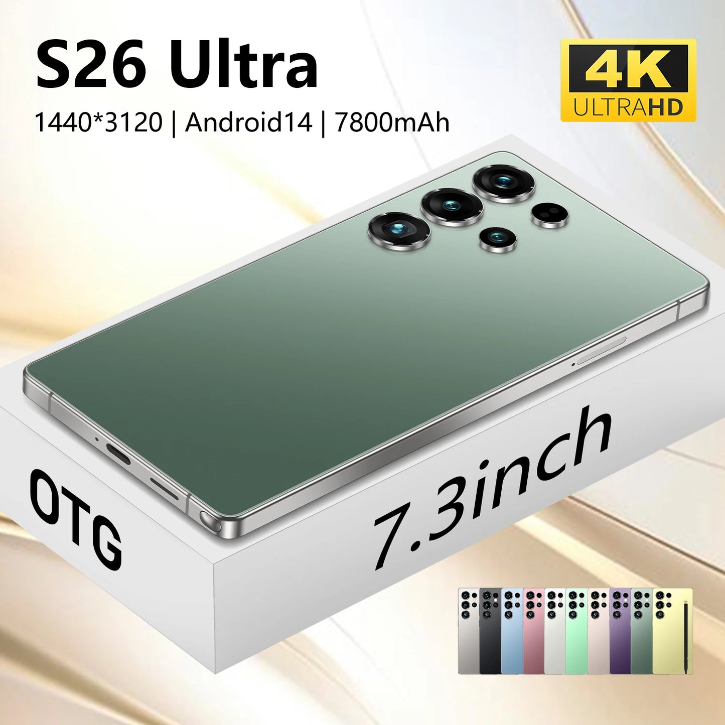 Les S26 Ultra Original 5G Waterproof Android 14 Smartphone 7.3\" HD Screen 108MP Rear 22GB+1TB Memory Global Elite Unlocked 14