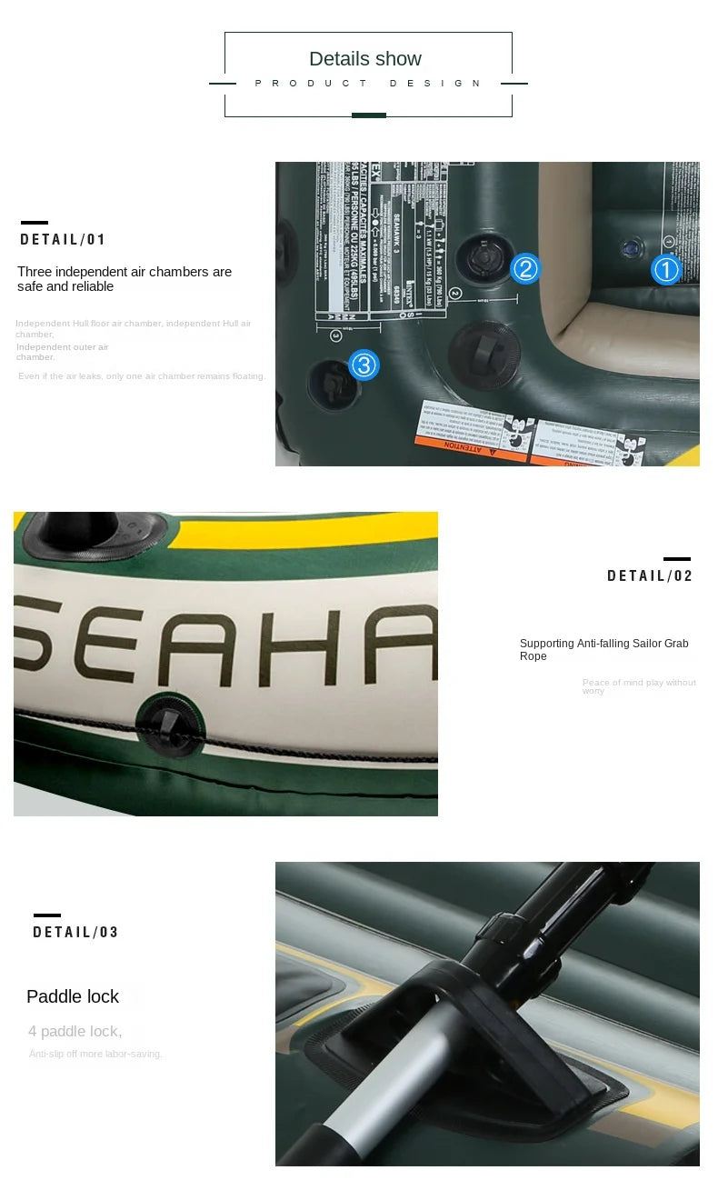 Quality Thickened Portable Large Outdoor Travel Camping Fishing Boat Steamboat Speedboat Travel 1-2  Inflatable Rubber Boat