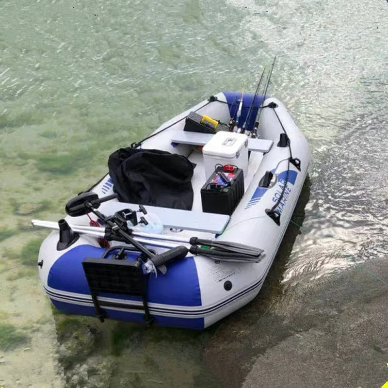 2.3M 3 Person Inflatable Fishing Boat 7.5ft Rowing Kayak Canoe Air Floor With Free Accessories Dinghy
