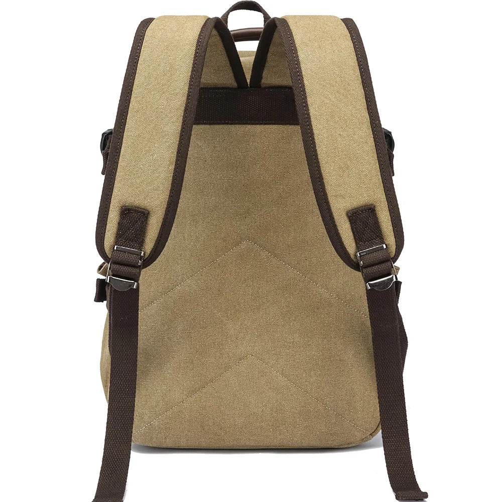 Durable Vintage Custom logo Canvas Laptop Backpack Bag Men Women Rucksack Bookbags School Backpack