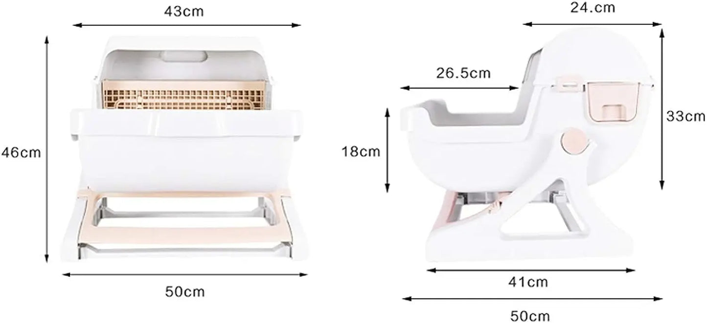 Plastic Cat Litter Box Flip Lid Semi-Automatic Quick Cleaning Luxury Cat Toilet Tray PP Resin Pet Litter Pan Cat Products
