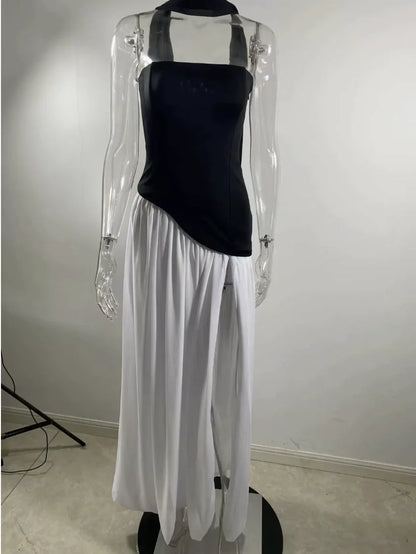 Spring and Summer 2025 Sexy Backless Tube Top Slim Fit Dress New Hot Sale Split Strap Long Dress