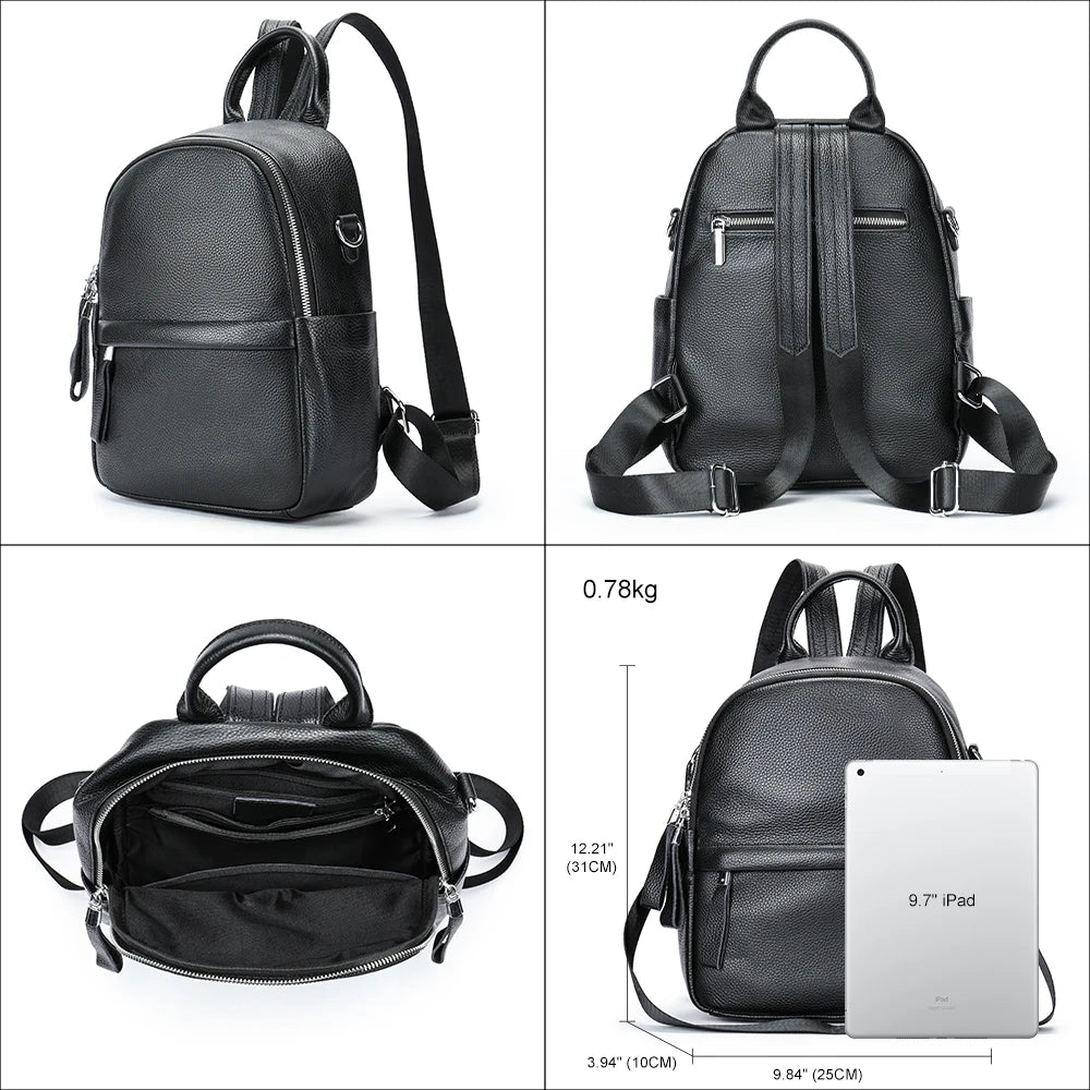 Designer Ladies Lightweight Genuine Leather Convertible Shoulder Satchel Bag Luxury Travel  Work Backpack for Women