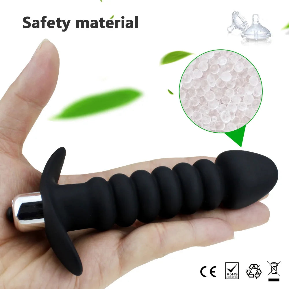 Adult Products Vibrating Silicone Anal Toys 2 in 1 Butt Plug Trainer for Women Men Soft Silicone Massager Anal Plug Vibrator