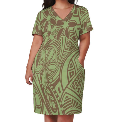 Plus Size Dress Skirts Polynesian Women Island Casual Party Dresses Samoan Design Tribal Dress Hot Sale Polyester Cotton Summer
