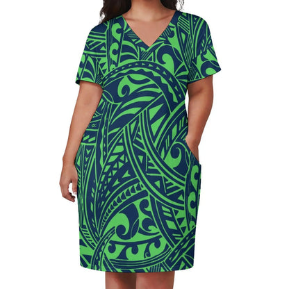 Plus Size Dress Skirts Polynesian Women Island Casual Party Dresses Samoan Design Tribal Dress Hot Sale Polyester Cotton Summer