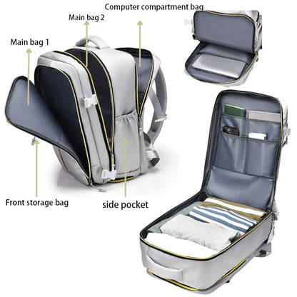 Custom Logo Travel Backpack Large Waterproof Oxford Material Multi-Layer Storage Shoe Compartment for Students Carrying Laptop