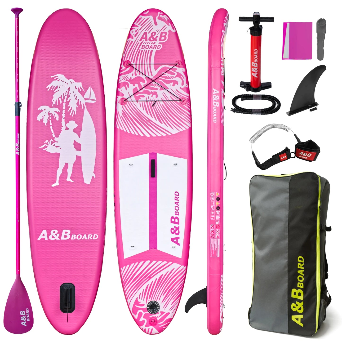 Stock YASKA AB-01 Heat Welded UV Printed Double Layer All-Around Inflatable SUP Paddle Board 10'6''x30''x6'' Portable 150kg Max