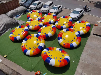 6 Person 10FT Sea Water Toys Flying Crazy UFO Inflatable Towable Spinning UFO Disco Boat for Outdoor Water Fun