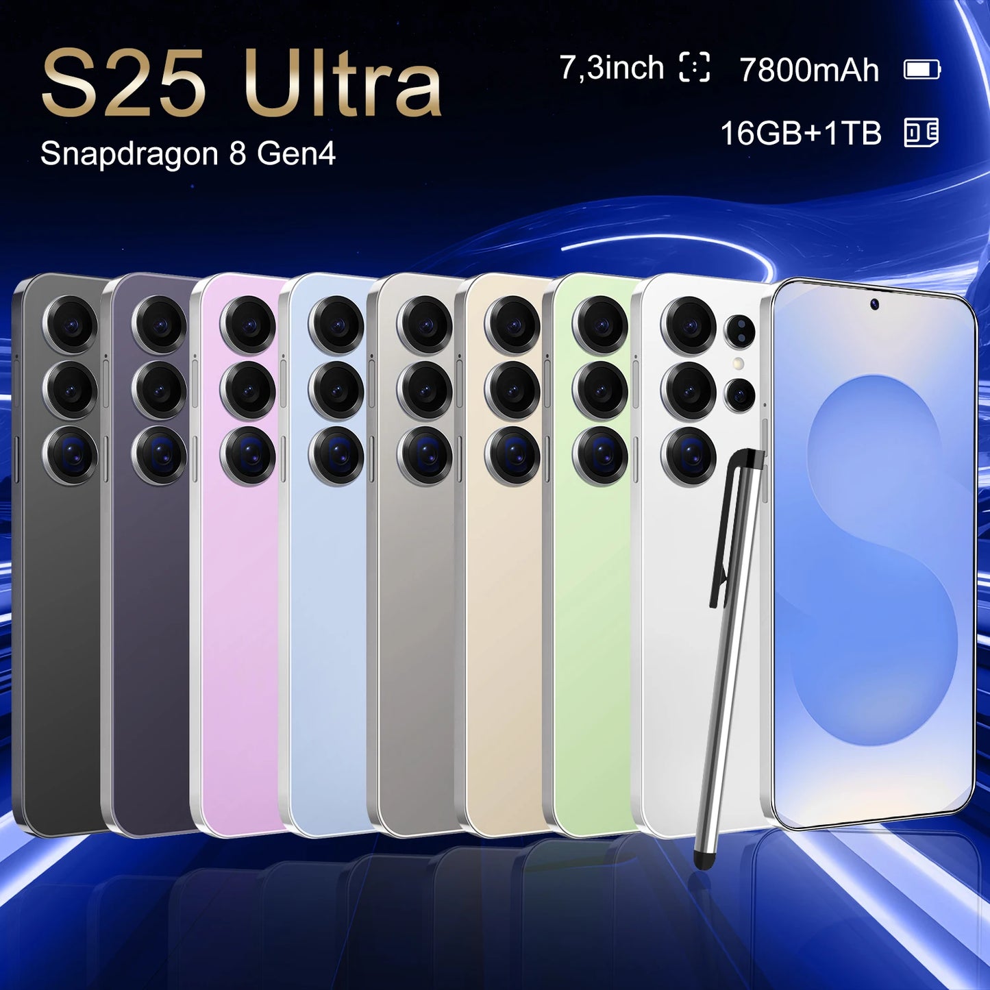 OEM S25 Ultra 5G Smartphones with 108MP Rear Camera 16GB+1TB Dual SIM 4K Screen Resolution CDMA Support Mobile Phone