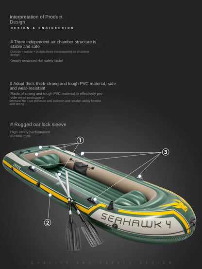 Quality Thickened Portable Large Outdoor Travel Camping Fishing Boat Steamboat Speedboat Travel 1-2  Inflatable Rubber Boat