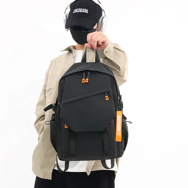Schoolbag Solid Color Korean Style Student Backpack Men's Large Capacity Versatile Casual Backpack Wholesale 8822