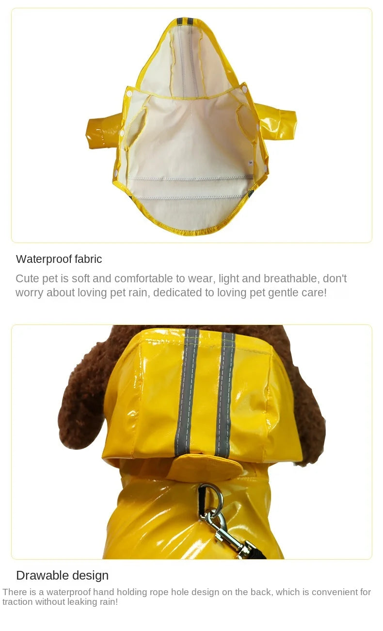Dog Clothes, Waterproof Jackets, Hooded Raincoats with Reflective Strip, Outdoor Breathable Clothes for Puppies