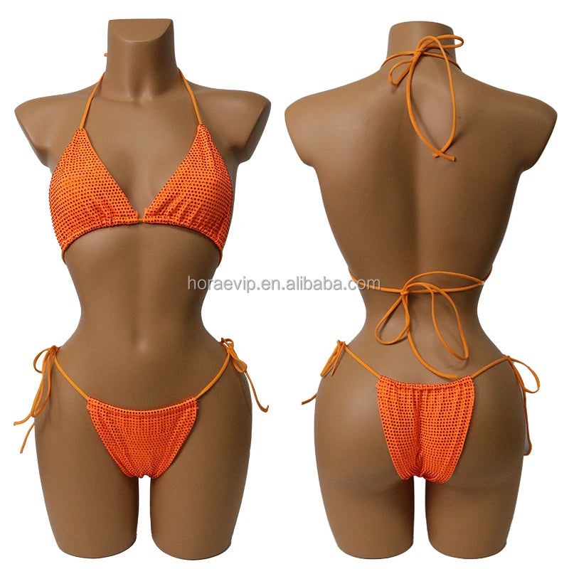 S573 Hot Rhinestone Beach Wear New Color Swimsuit Fabric Swimwear Crystal Bikini