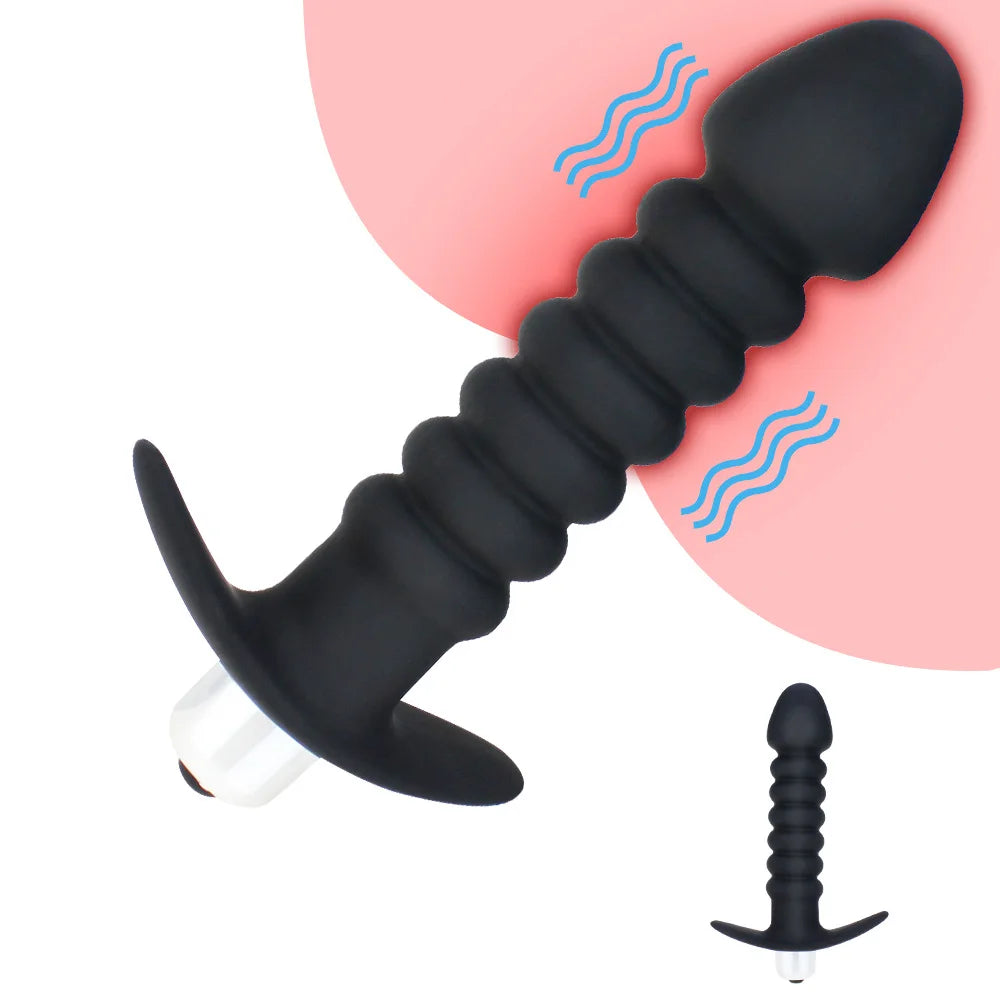 Adult Products Vibrating Silicone Anal Toys 2 in 1 Butt Plug Trainer for Women Men Soft Silicone Massager Anal Plug Vibrator