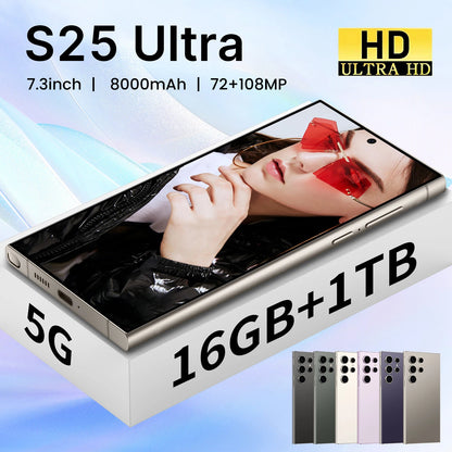 Wholesale 2025 Ultra S25 5G Smartphone Global Unlocked 16G+1T UK Deca Core CPU 108MP Rear Camera 4K HD Display 120Hz Refresh