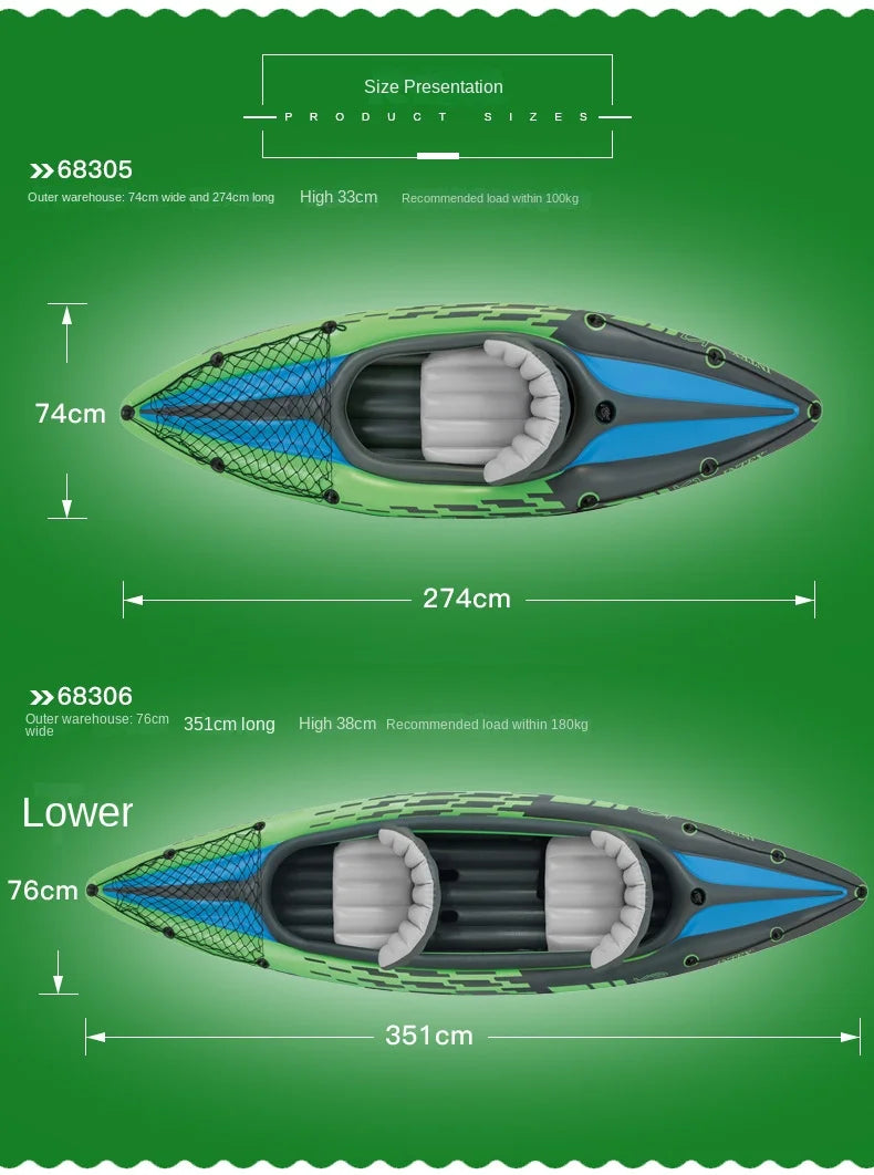 Quality Thickened Portable Large Outdoor Travel Camping Fishing Boat Steamboat Speedboat Travel 1-2  Inflatable Rubber Boat