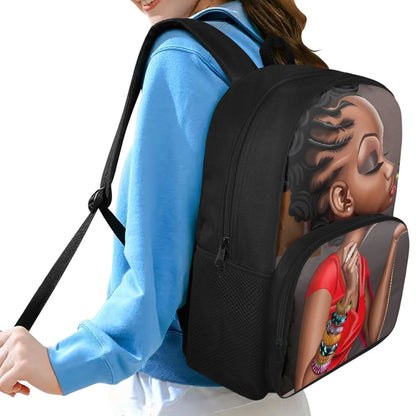 Cute Design Two Pocket African Black Arts Print Large Capacity Kids Backpacks Bag Unisex School Backpack for Children Boys Girls