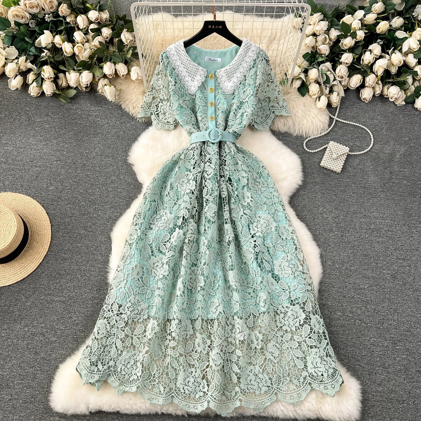 Summer French New Sweet Slim Fit Mid Length Women's Dress