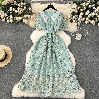 Summer French New Sweet Slim Fit Mid Length Women's Dress