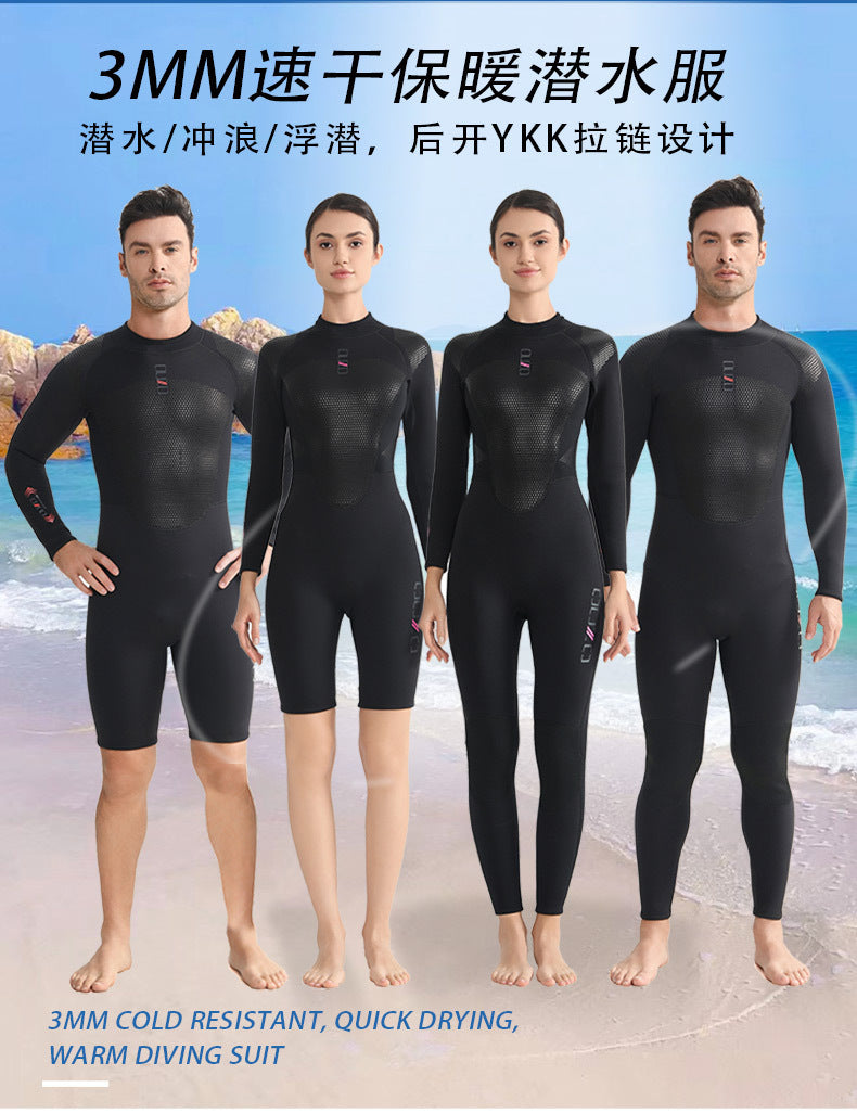New 3MM Neoprene Men Woman Wetsuits Warm Split Diving Clothing Elasticity Scuba Surfing Snorkeling Water Sports Diving Suit