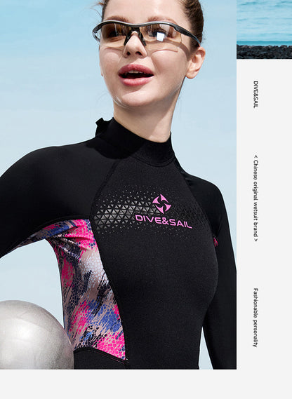 Men Women Wetsuit Shorty 1.5mm Neoprene + Lycra Thermal Swimsuit Diving Suits Front Zipper UV Protection Long Sleeve Surf Suits