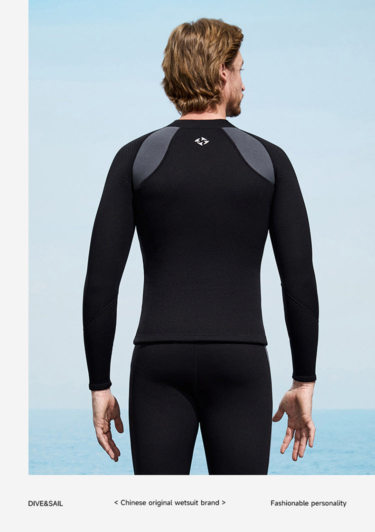 2025 New Men Women Wetsuit Top 3mm Neoprene Wetsuit Jacket Long Sleeve Front Zipper Swimsuit Surfing Diving Tops for Water Sport