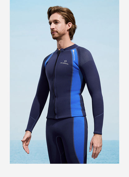 2025 New Men Women Wetsuit Top 3mm Neoprene Wetsuit Jacket Long Sleeve Front Zipper Swimsuit Surfing Diving Tops for Water Sport