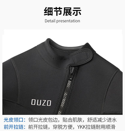 Wetsuit Tops Men and Women Vest 3mm Neoprene Long Sleeve Jacket Surfing Swimming Front Zip Wet Suit for Water Sports Shirt/Pants