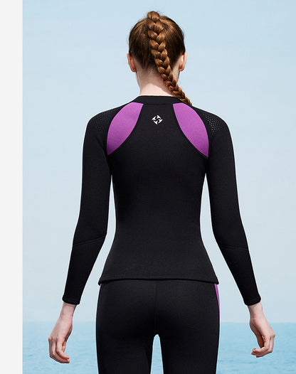 2025 New Men Women Wetsuit Top 3mm Neoprene Wetsuit Jacket Long Sleeve Front Zipper Swimsuit Surfing Diving Tops for Water Sport