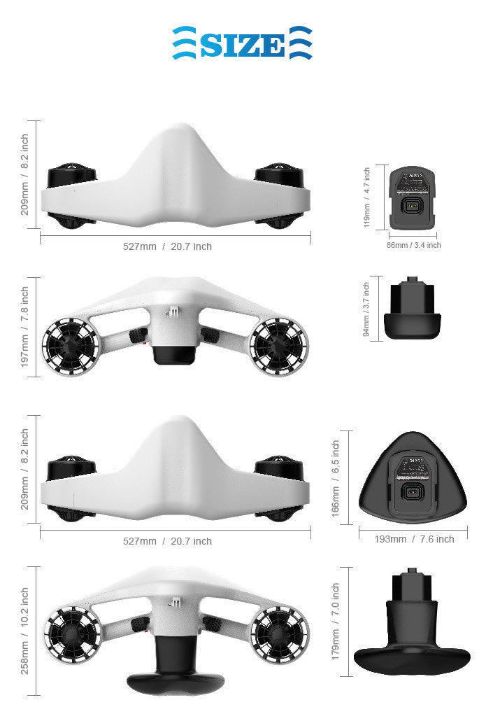 Electric Sea Scooter Portable 30 Meters Depth Underwater 35mins Running Time -10℃-40℃ Available Underwater Scooter 3.5kg