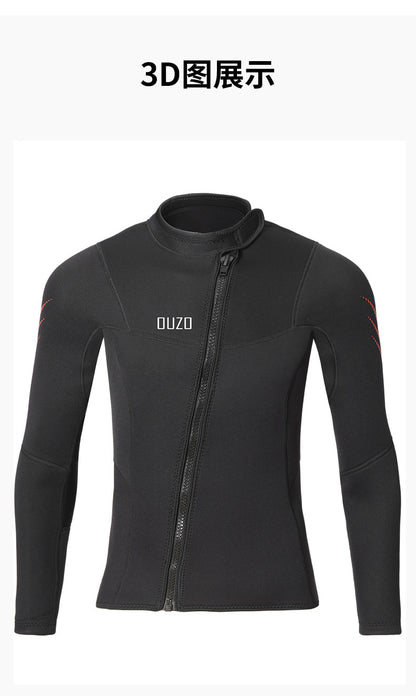 Wetsuit Tops Men and Women Vest 3mm Neoprene Long Sleeve Jacket Surfing Swimming Front Zip Wet Suit for Water Sports Shirt/Pants