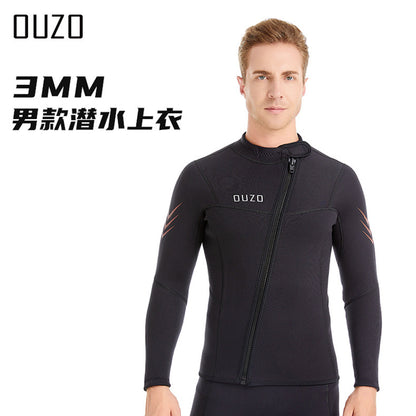 Wetsuit Tops Men and Women Vest 3mm Neoprene Long Sleeve Jacket Surfing Swimming Front Zip Wet Suit for Water Sports Shirt/Pants